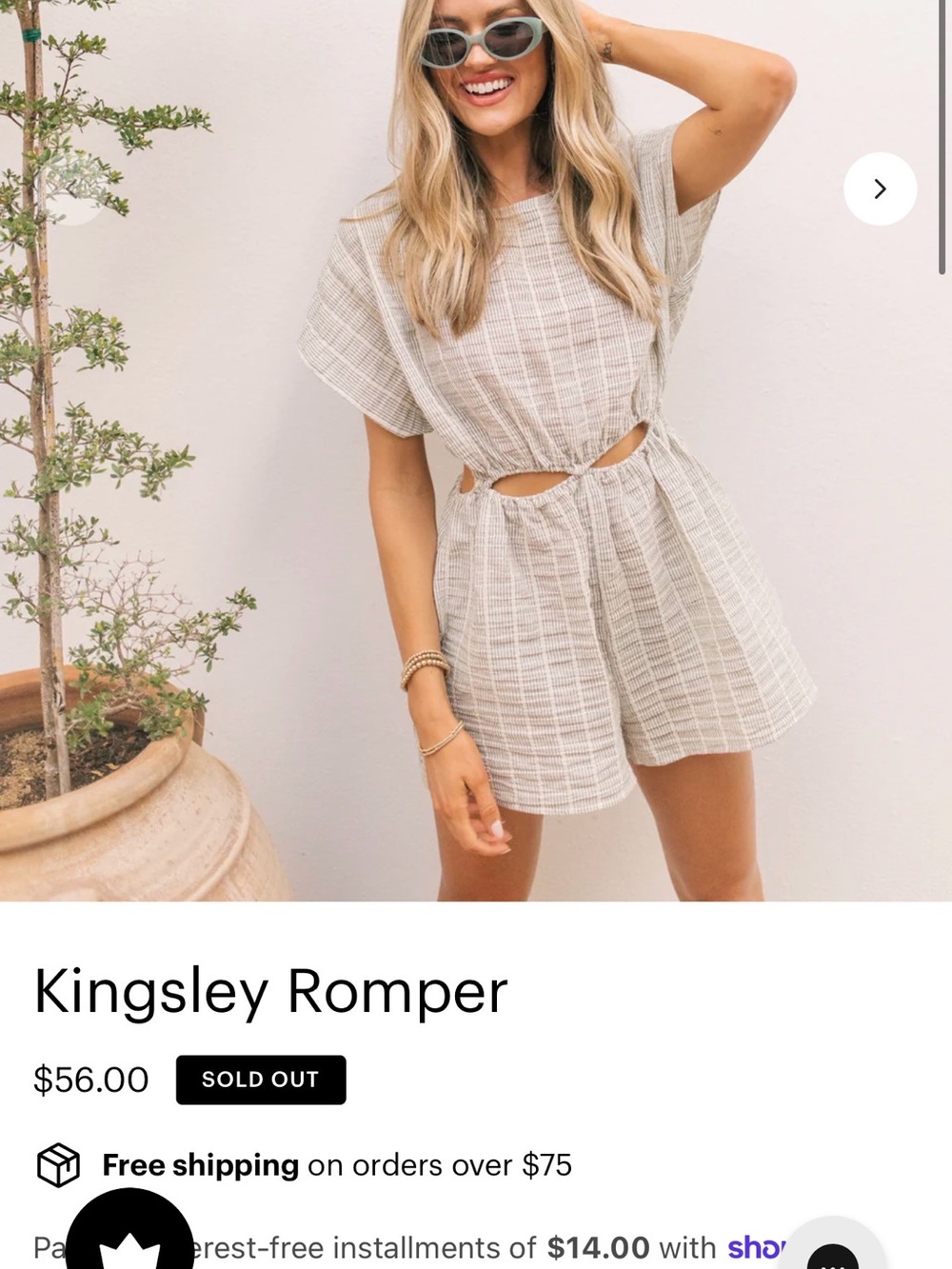 vestique Beige and Black Striped Romper